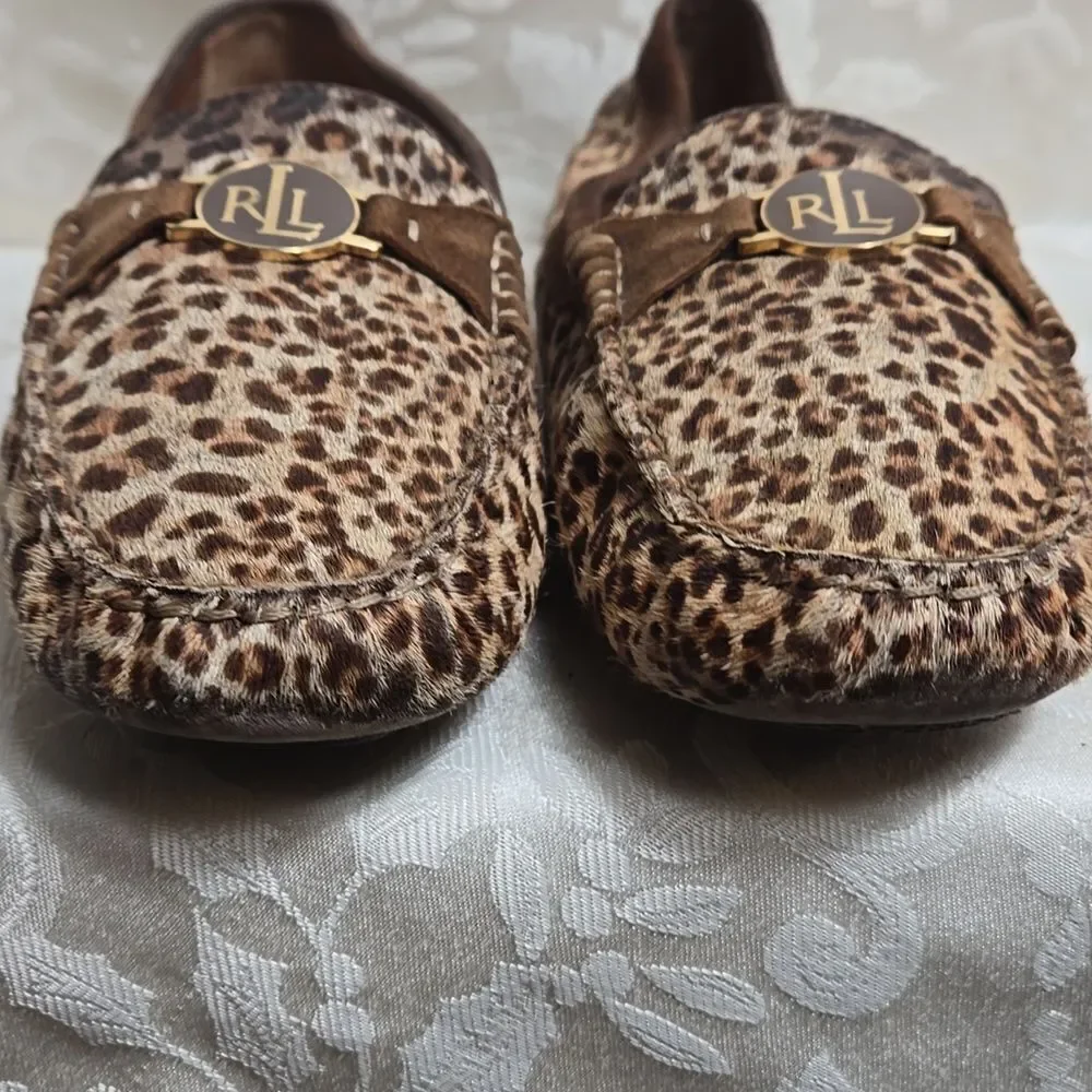 Ralph Lauren Carley Calf Animal Print Brown Loafers